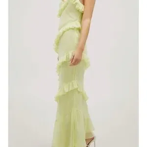 Nasty Gal Dresses Washed Lime Tiered Ruffle Chiffon Maxi